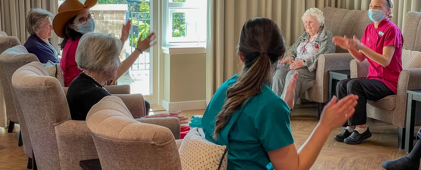 Line dancing event with residents
