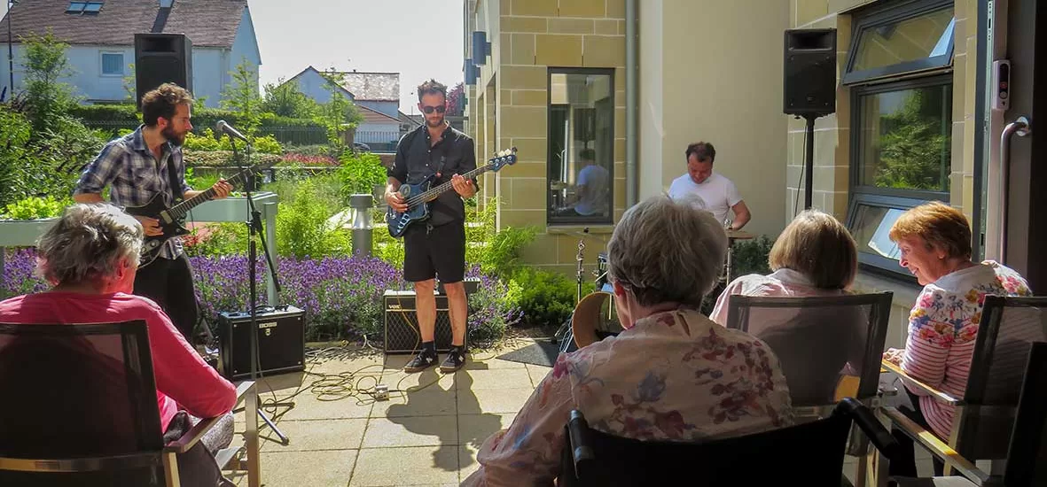 Blue band playing at Cramond residence