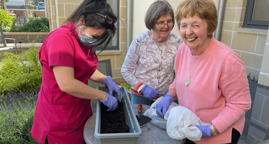 Residents planting