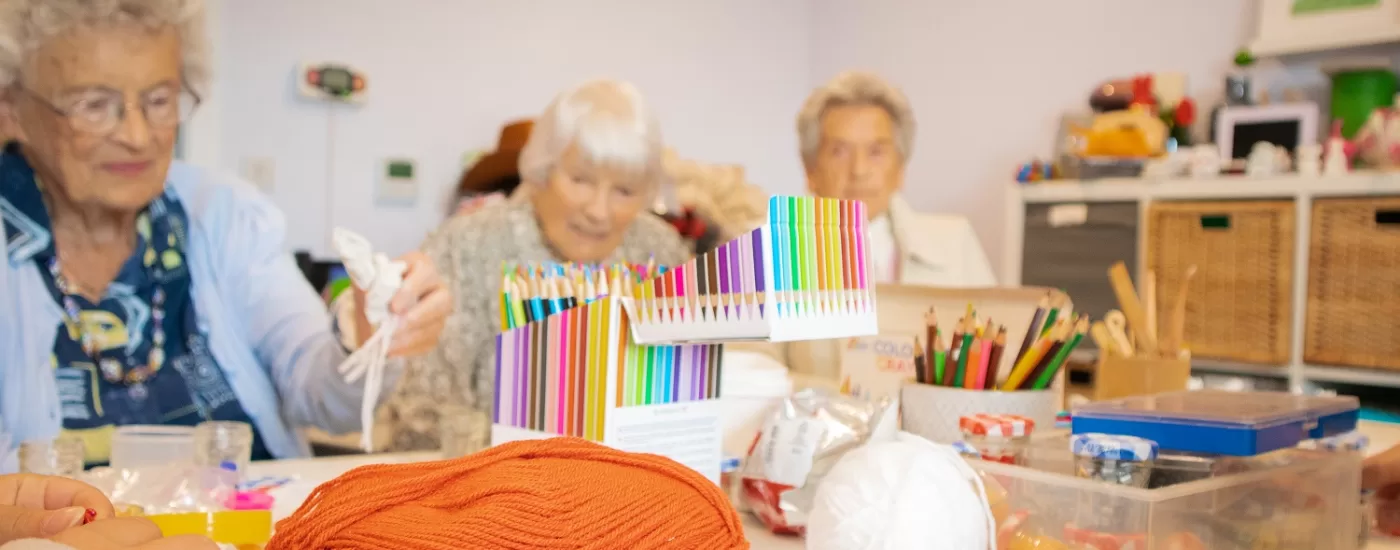 Fettes College students visiting Cramond Residence, arts and crafts class